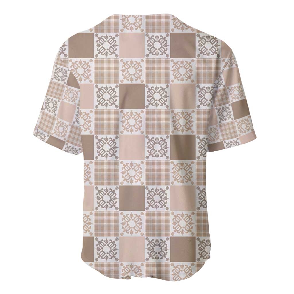 Hawaiian Palaka Quilt Pattern Baseball Jersey Hawaii Culture Honu Turtle - Polynesian Pride
