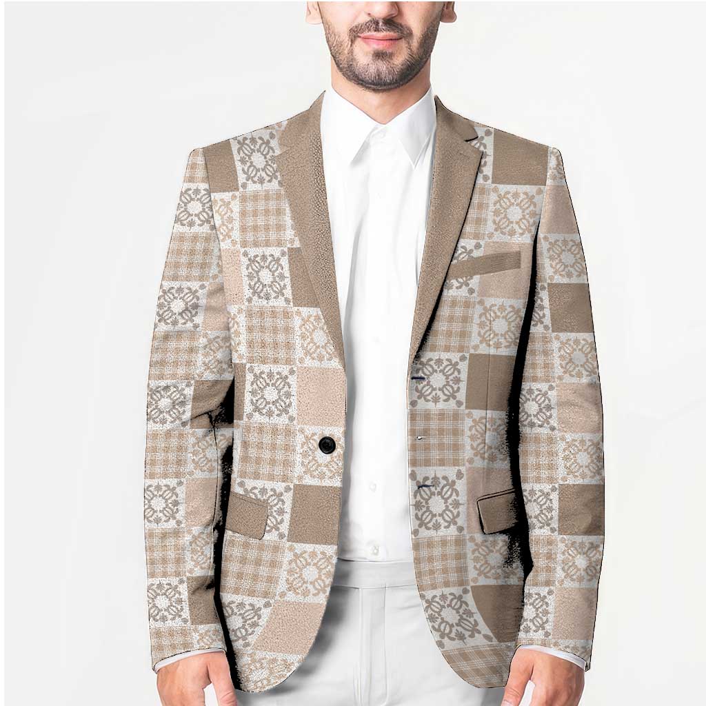Hawaiian Palaka Quilt Pattern Blazer Hawaii Culture Honu Turtle - Polynesian Pride
