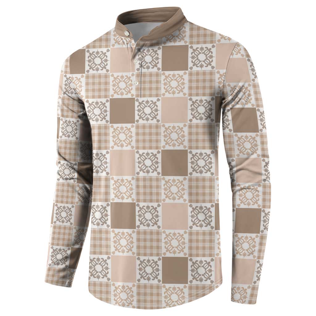 Hawaiian Palaka Quilt Pattern Button Sweatshirt Hawaii Culture Honu Turtle - Polynesian Pride