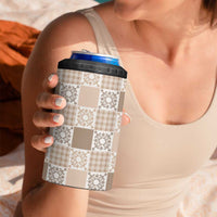 Hawaiian Palaka Quilt Pattern 4 in 1 Can Cooler Tumbler Hawaii Culture Honu Turtle - Polynesian Pride