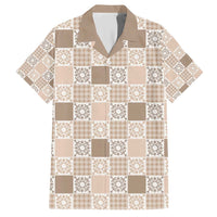 Hawaiian Palaka Quilt Pattern Family Matching Short Sleeve Bodycon Dress and Hawaiian Shirt Hawaii Culture Honu Turtle LT9 Dad's Shirt - Short Sleeve Beige - Polynesian Pride