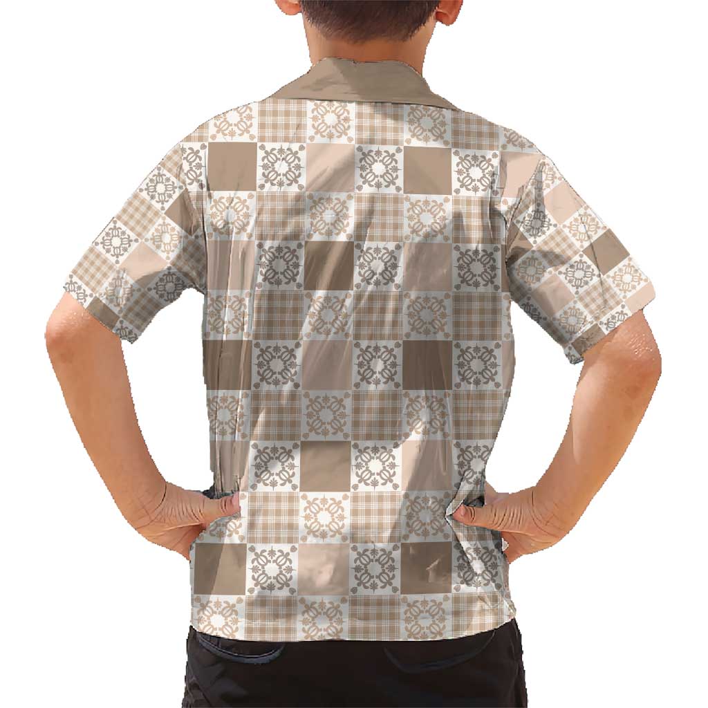 Hawaiian Palaka Quilt Pattern Kid Hawaiian Shirt Hawaii Culture Honu Turtle - Polynesian Pride
