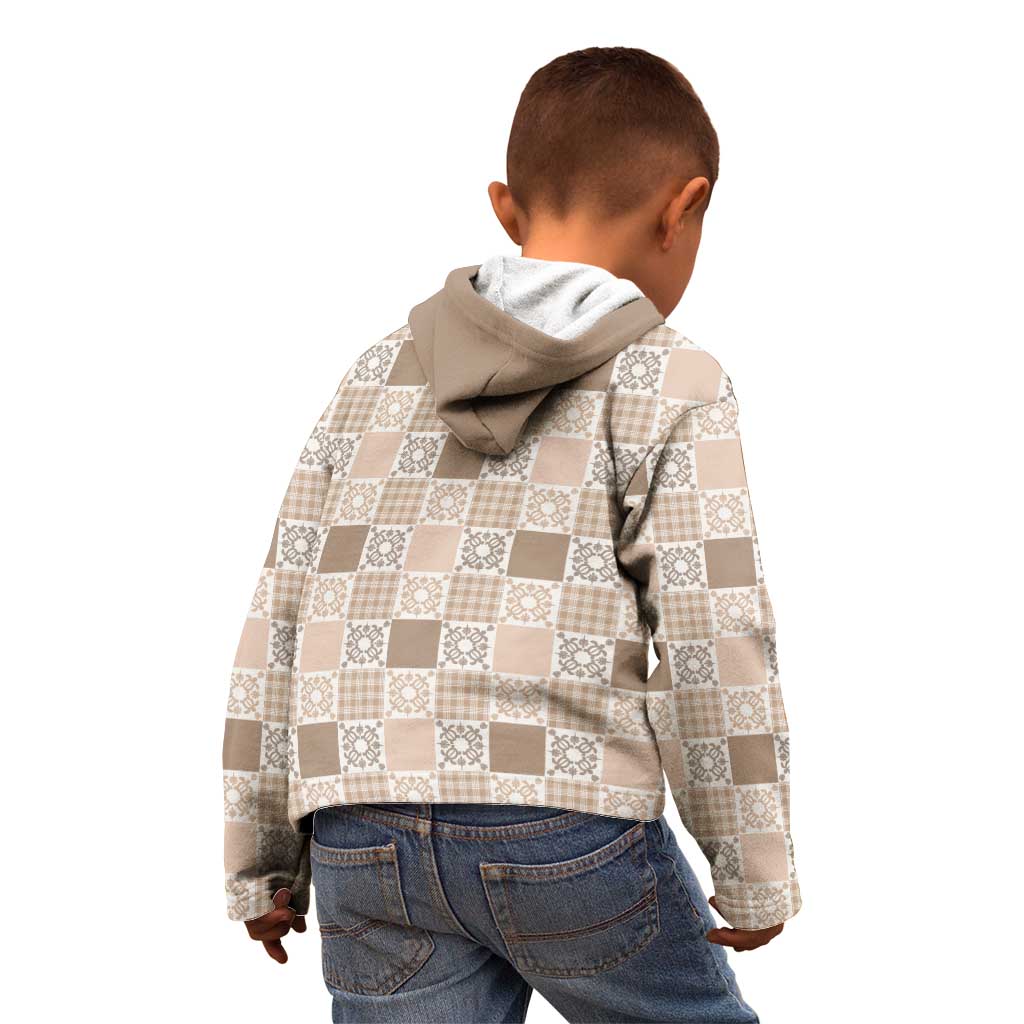 Hawaiian Palaka Quilt Pattern Kid Hoodie Hawaii Culture Honu Turtle - Polynesian Pride