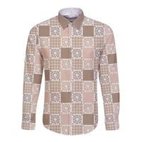 Hawaiian Palaka Quilt Pattern Long Sleeve Button Shirt Hawaii Culture Honu Turtle - Polynesian Pride