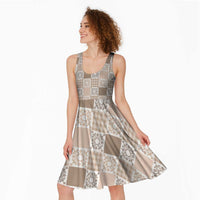 Hawaiian Palaka Quilt Pattern Midi Dress Hawaii Culture Honu Turtle - Polynesian Pride