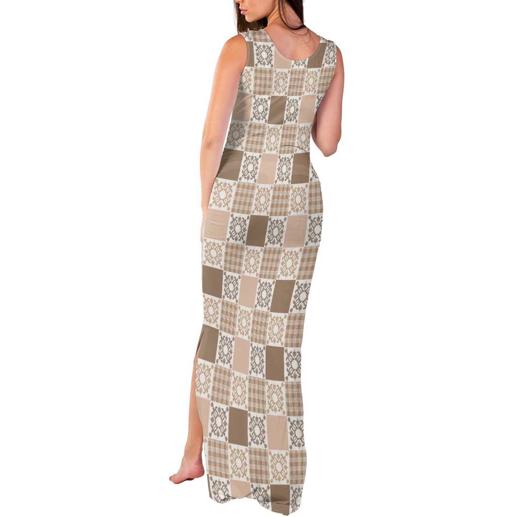 Hawaiian Palaka Quilt Pattern Tank Maxi Dress Hawaii Culture Honu Turtle - Polynesian Pride