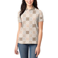 Hawaiian Palaka Quilt Pattern Women Polo Shirt Hawaii Culture Honu Turtle - Polynesian Pride