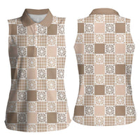 Hawaiian Palaka Quilt Pattern Women Sleeveless Polo Shirt Hawaii Culture Honu Turtle - Polynesian Pride