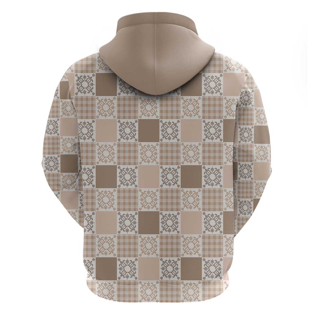 Hawaiian Palaka Quilt Pattern Zip Hoodie Hawaii Culture Honu Turtle - Polynesian Pride