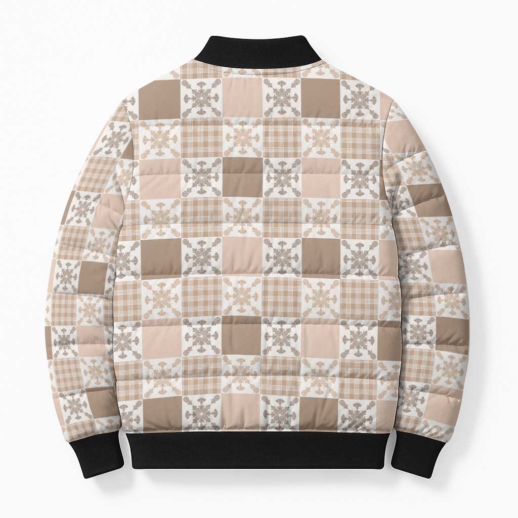 Hawaiian Palaka Quilt Pattern Bomber Puffer Jacket Hawaii Culture Pineapple - Polynesian Pride