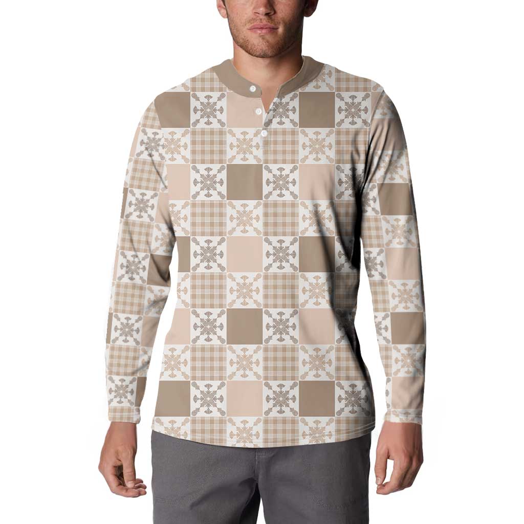 Hawaiian Palaka Quilt Pattern Button Sweatshirt Hawaii Culture Pineapple - Polynesian Pride