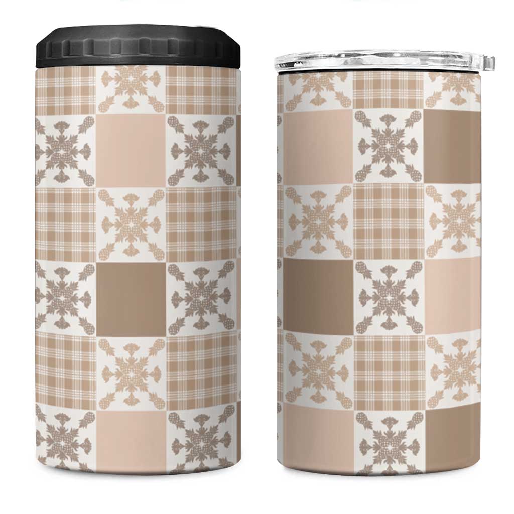 Hawaiian Palaka Quilt Pattern 4 in 1 Can Cooler Tumbler Hawaii Culture Pineapple - Polynesian Pride