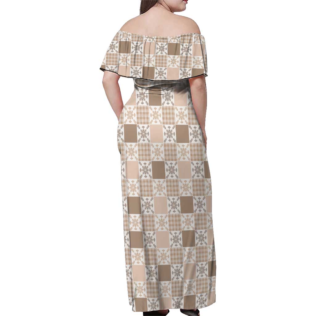 Hawaiian Palaka Quilt Pattern Family Matching Off Shoulder Maxi Dress and Hawaiian Shirt Hawaii Culture Pineapple LT9 - Polynesian Pride