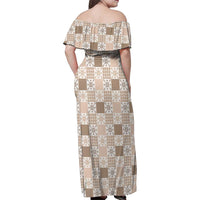 Hawaiian Palaka Quilt Pattern Family Matching Off Shoulder Maxi Dress and Hawaiian Shirt Hawaii Culture Pineapple LT9 - Polynesian Pride