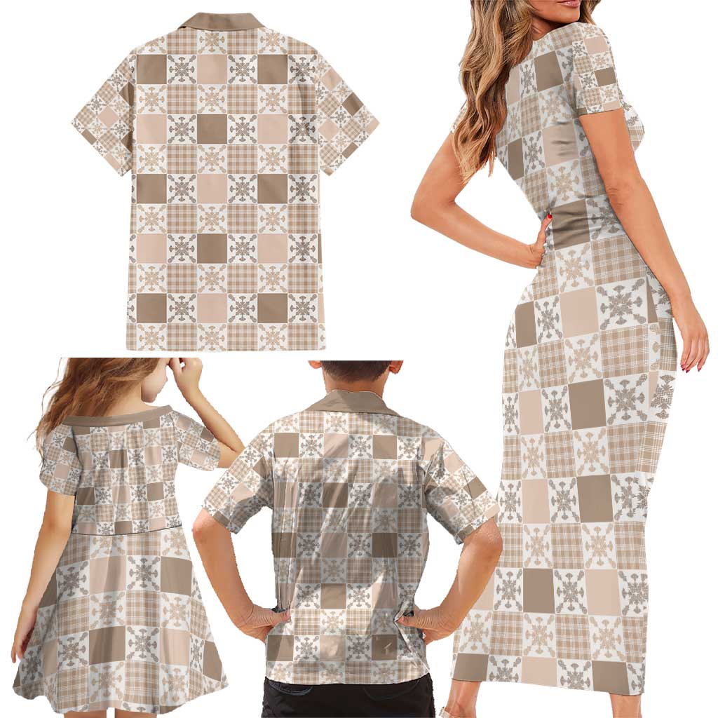 Hawaiian Palaka Quilt Pattern Family Matching Short Sleeve Bodycon Dress and Hawaiian Shirt Hawaii Culture Pineapple LT9 - Polynesian Pride
