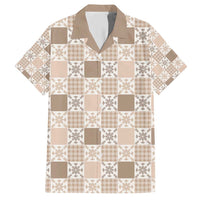 Hawaiian Palaka Quilt Pattern Family Matching Short Sleeve Bodycon Dress and Hawaiian Shirt Hawaii Culture Pineapple LT9 Dad's Shirt - Short Sleeve Beige - Polynesian Pride