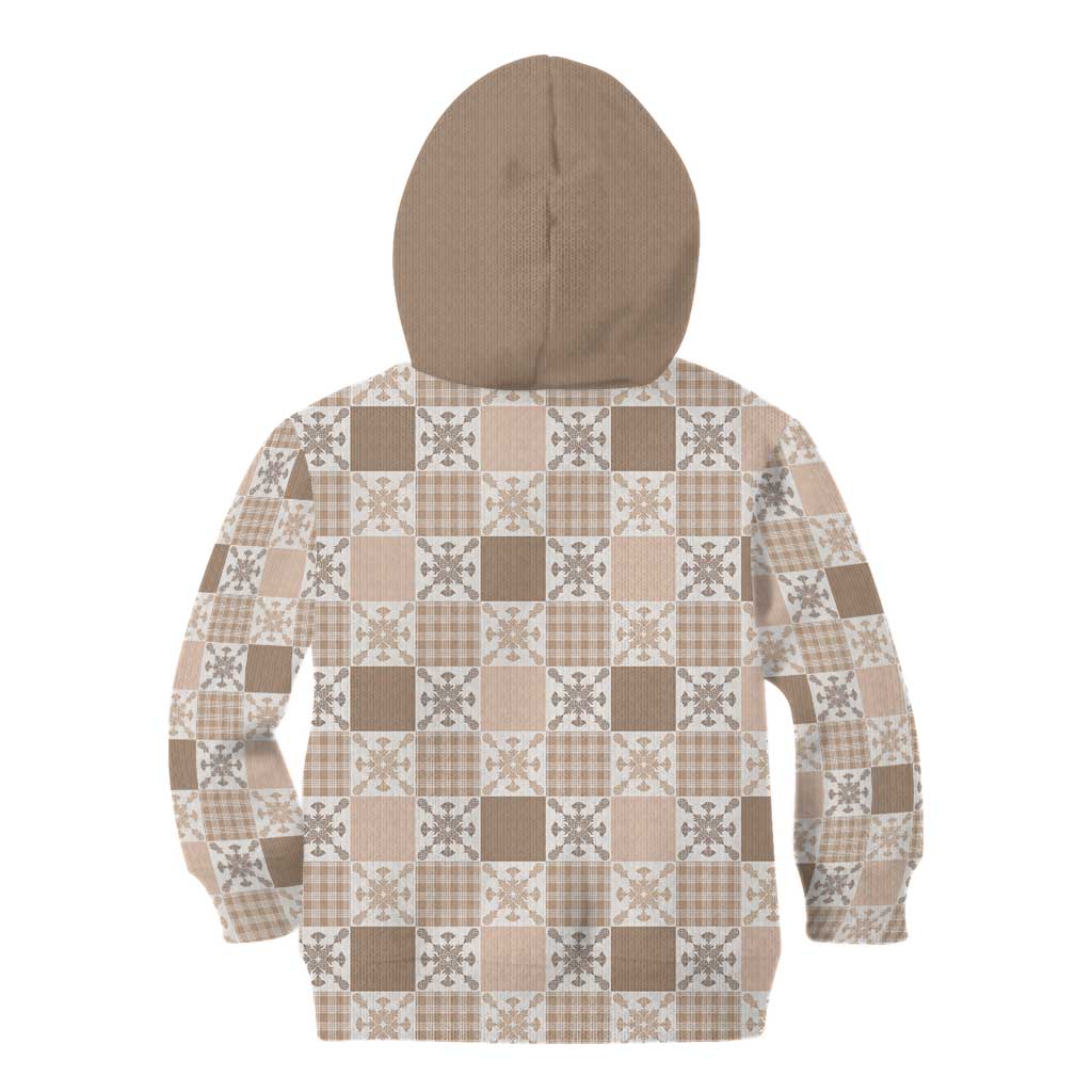 Hawaiian Palaka Quilt Pattern Kid Hoodie Hawaii Culture Pineapple - Polynesian Pride
