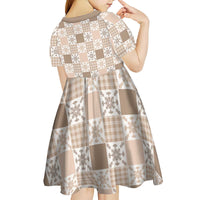 Hawaiian Palaka Quilt Pattern Kid Short Sleeve Dress Hawaii Culture Pineapple - Polynesian Pride