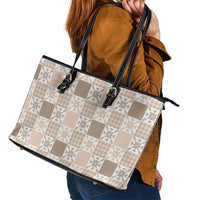 Hawaiian Palaka Quilt Pattern Leather Tote Bag Hawaii Culture Pineapple - Polynesian Pride