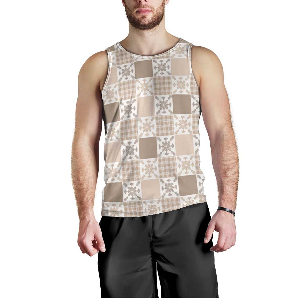 Hawaiian Palaka Quilt Pattern Men Tank Top Hawaii Culture Pineapple - Polynesian Pride