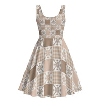 Hawaiian Palaka Quilt Pattern Midi Dress Hawaii Culture Pineapple - Polynesian Pride