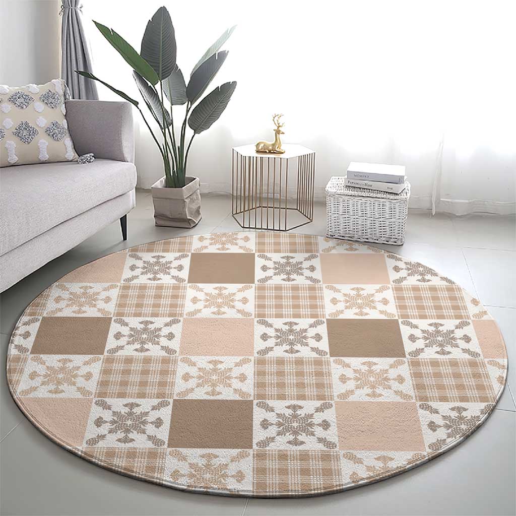 Hawaiian Palaka Quilt Pattern Round Carpet Hawaii Culture Pineapple - Polynesian Pride