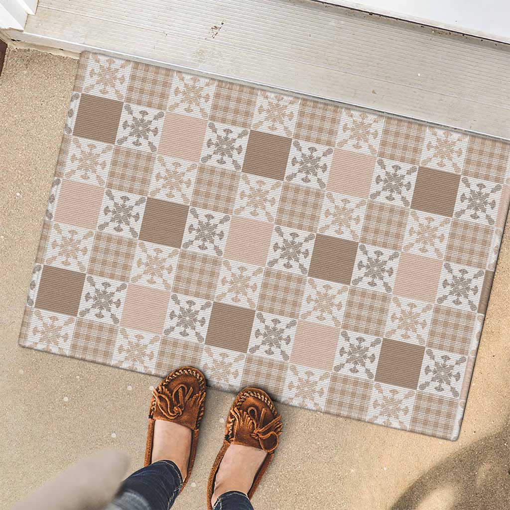 Hawaiian Palaka Quilt Pattern Rubber Doormat Hawaii Culture Pineapple - Polynesian Pride