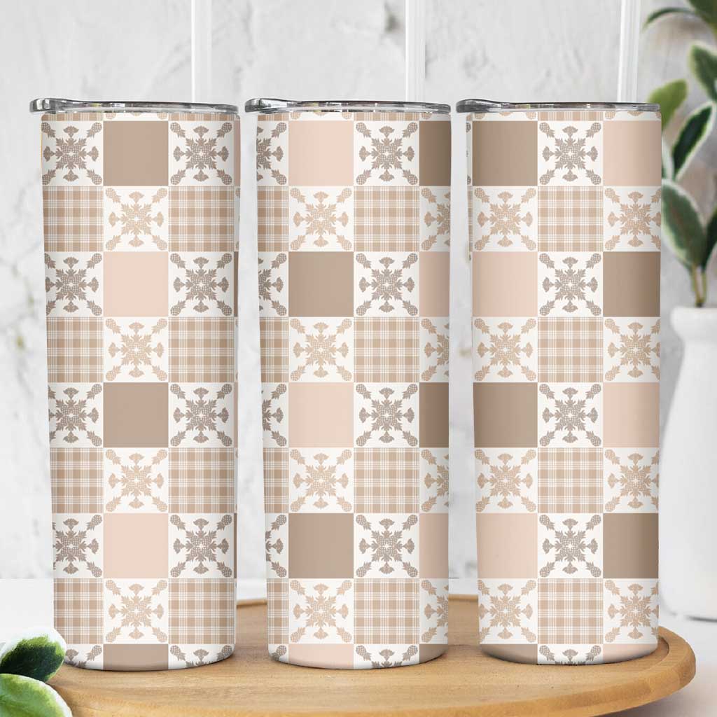 Hawaiian Palaka Quilt Pattern Skinny Tumbler Hawaii Culture Pineapple - Polynesian Pride