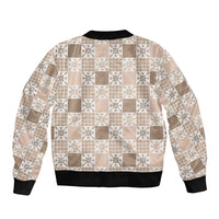 Hawaiian Palaka Quilt Pattern Sleeve Zip Bomber Jacket Hawaii Culture Pineapple - Polynesian Pride