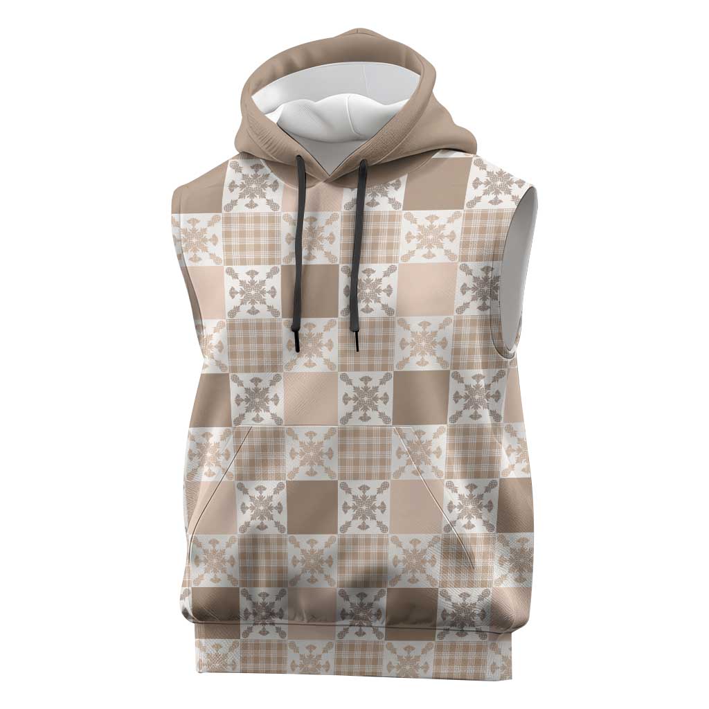 Hawaiian Palaka Quilt Pattern Sleeveless Hoodie Hawaii Culture Pineapple - Polynesian Pride