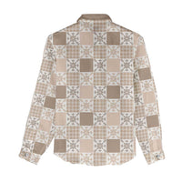 Hawaiian Palaka Quilt Pattern Women Casual Shirt Hawaii Culture Pineapple - Polynesian Pride