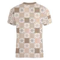 Hawaiian Palaka Quilt Pattern Women V-Neck T-Shirt Hawaii Culture Pineapple - Polynesian Pride