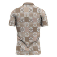 Hawaiian Palaka Quilt Pattern Zipper Polo Shirt Hawaii Culture Pineapple - Polynesian Pride