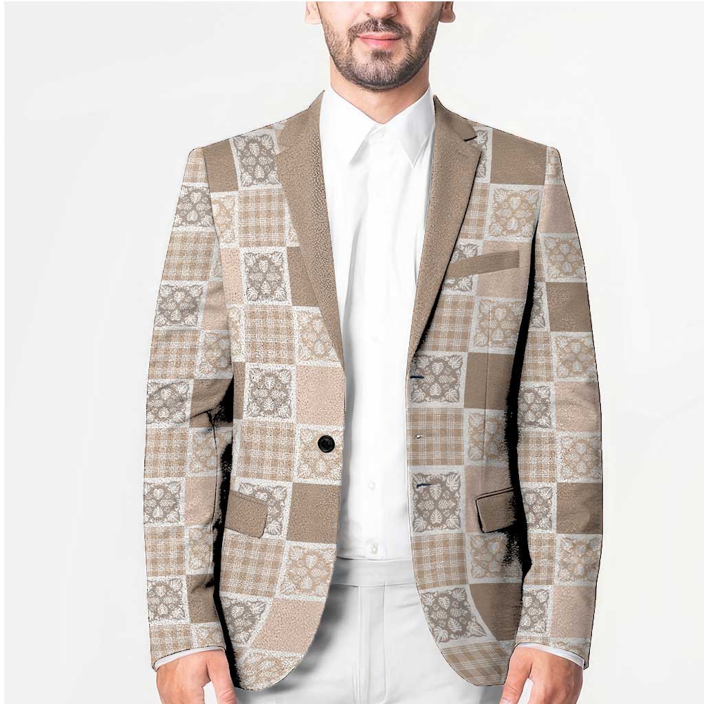 Hawaiian Palaka Quilt Pattern Blazer Hawaii Culture Tropical Flowers Mix - Polynesian Pride