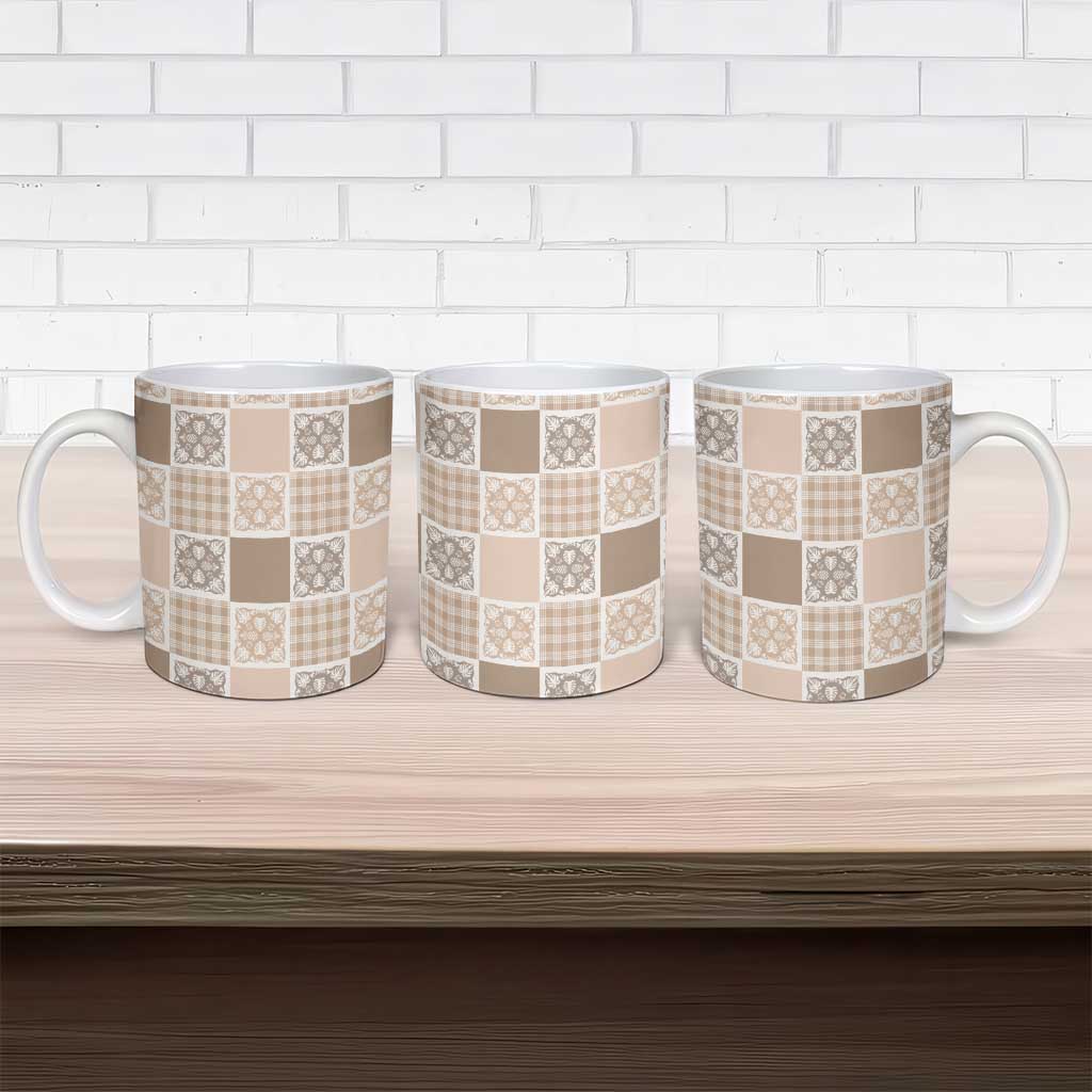 Hawaiian Palaka Quilt Pattern Ceramic Mug Hawaii Culture Tropical Flowers Mix - Polynesian Pride