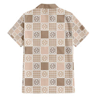 Hawaiian Palaka Quilt Pattern Family Matching Off Shoulder Maxi Dress and Hawaiian Shirt Hawaii Culture Tropical Flowers Mix - Polynesian Pride