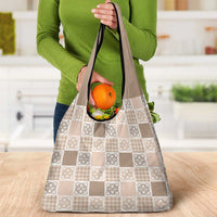 Hawaiian Palaka Quilt Pattern Grocery Bag Hawaii Culture Tropical Flowers Mix - Polynesian Pride