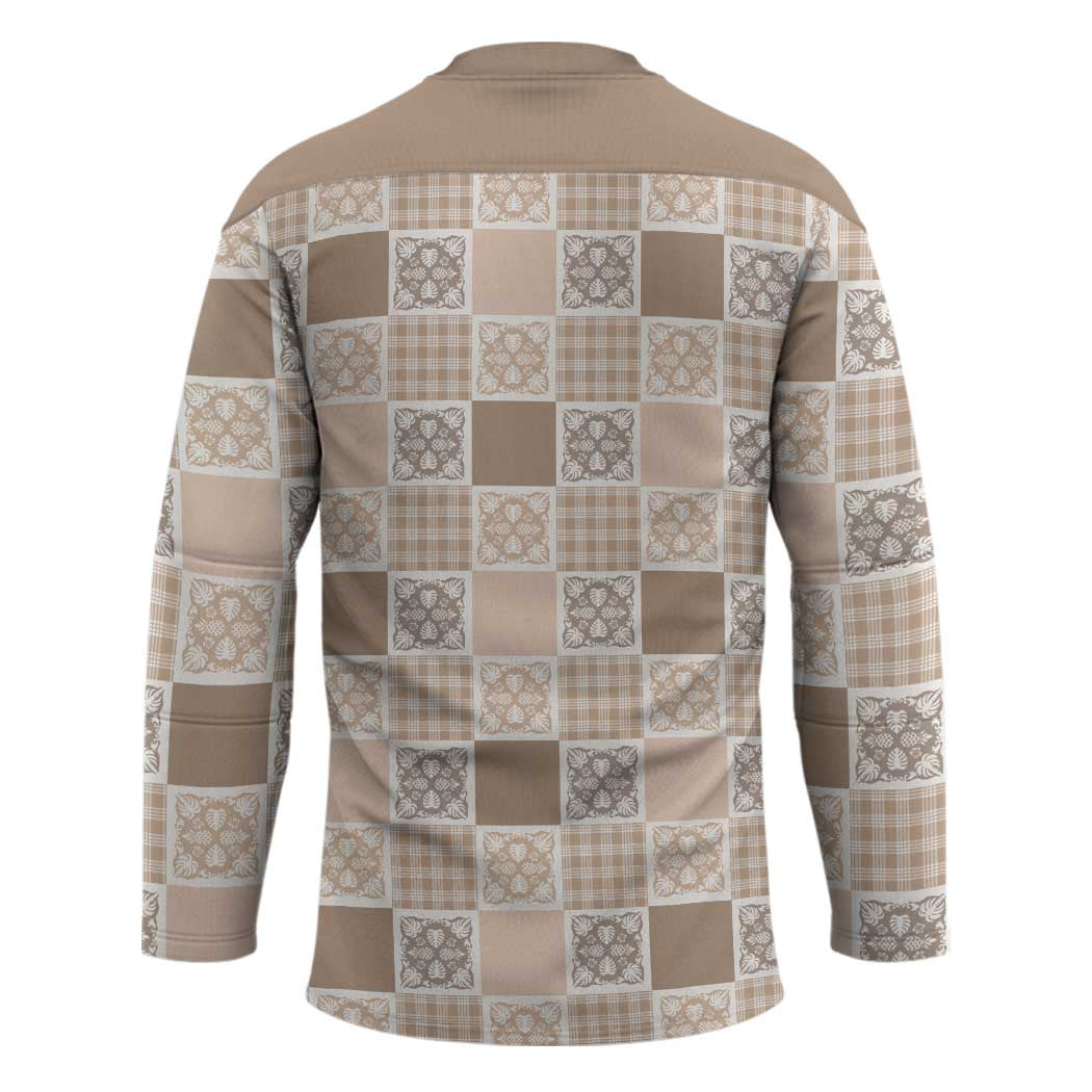 Hawaiian Palaka Quilt Pattern Hockey Jersey Hawaii Culture Tropical Flowers Mix - Polynesian Pride