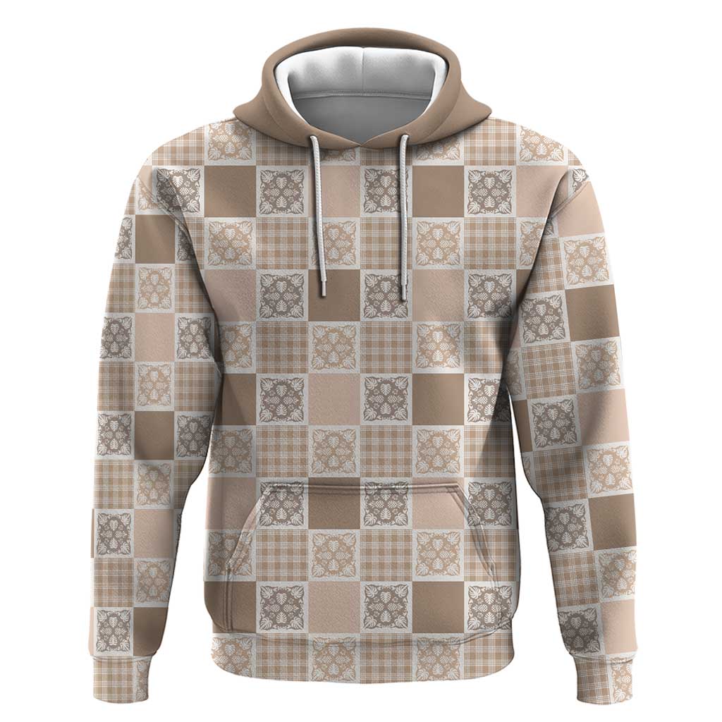 Hawaiian Palaka Quilt Pattern Hoodie Hawaii Culture Tropical Flowers Mix - Polynesian Pride