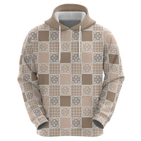 Hawaiian Palaka Quilt Pattern Hoodie Hawaii Culture Tropical Flowers Mix - Polynesian Pride