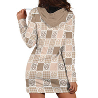 Hawaiian Palaka Quilt Pattern Hoodie Dress Hawaii Culture Tropical Flowers Mix - Polynesian Pride