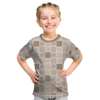 Hawaiian Palaka Quilt Pattern Kid T Shirt Hawaii Culture Tropical Flowers Mix - Polynesian Pride
