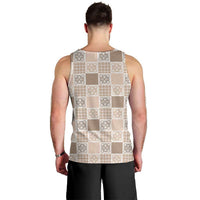 Hawaiian Palaka Quilt Pattern Men Tank Top Hawaii Culture Tropical Flowers Mix - Polynesian Pride