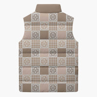 Hawaiian Palaka Quilt Pattern Sleeveless Puffer Jacket Hawaii Culture Tropical Flowers Mix - Polynesian Pride