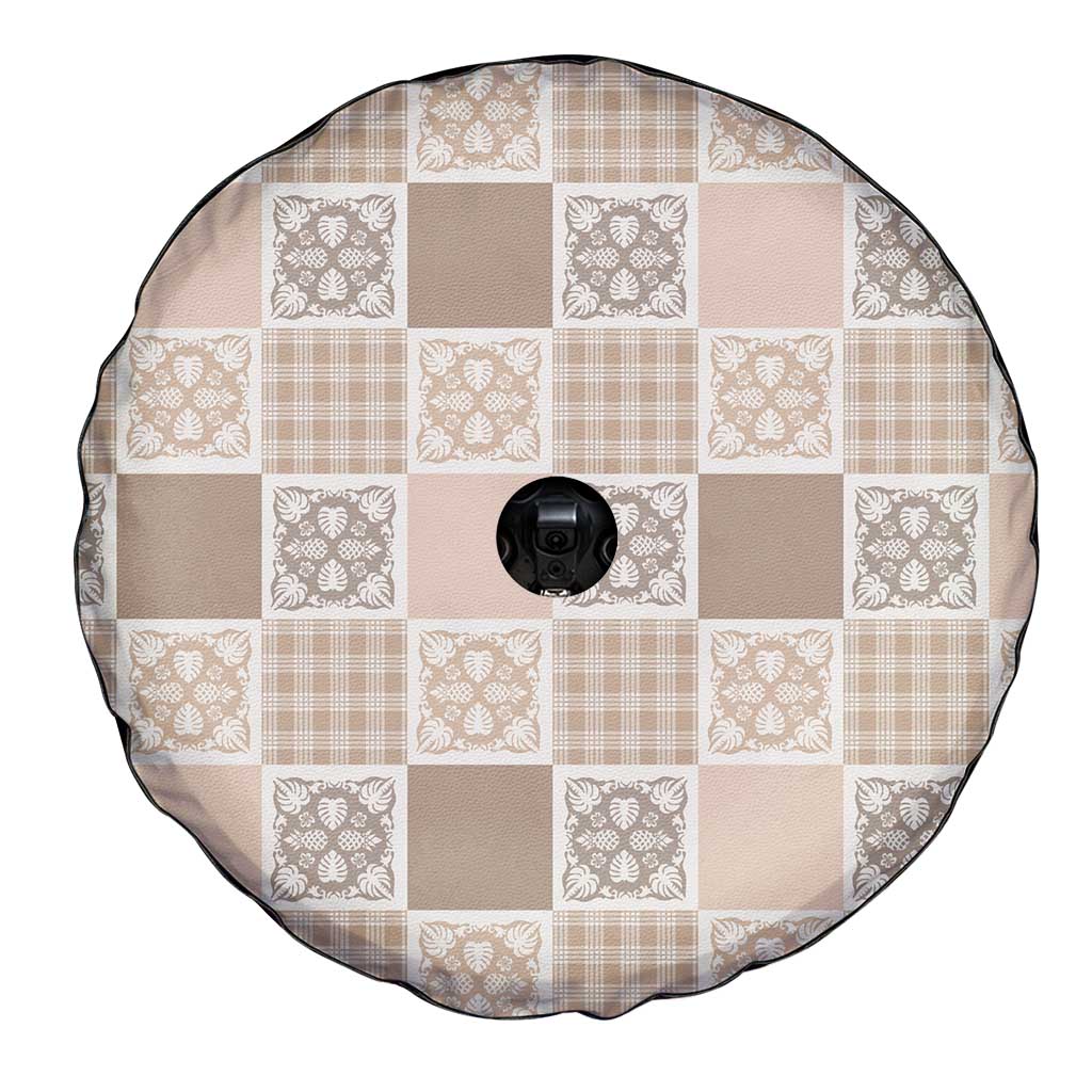 Hawaiian Palaka Quilt Pattern Spare Tire Cover Hawaii Culture Tropical Flowers Mix - Polynesian Pride