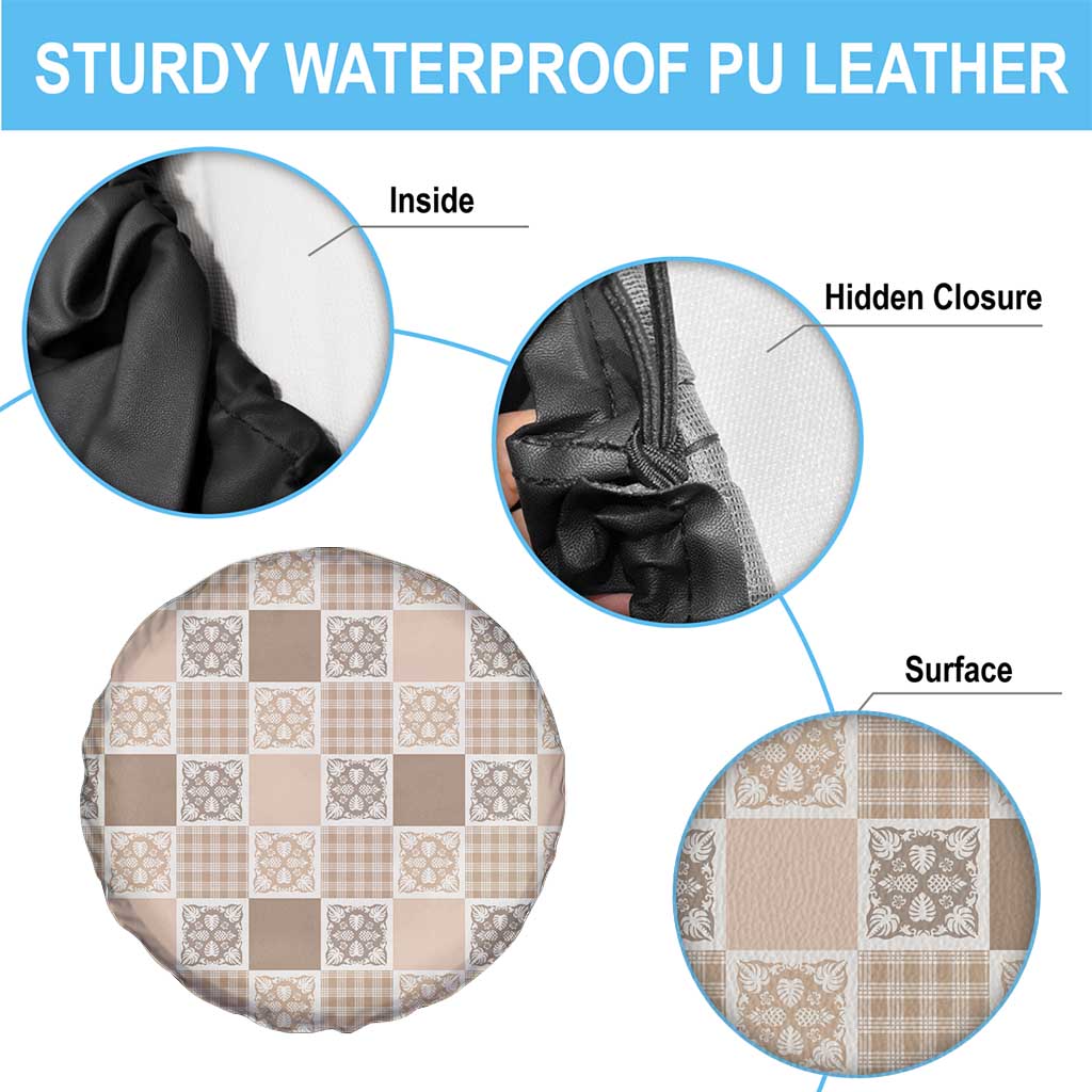 Hawaiian Palaka Quilt Pattern Spare Tire Cover Hawaii Culture Tropical Flowers Mix - Polynesian Pride