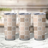 Hawaiian Palaka Quilt Pattern Tumbler Cup Hawaii Culture Tropical Flowers Mix - Polynesian Pride