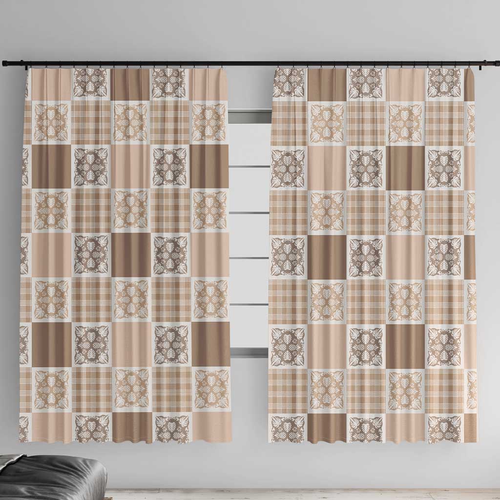 Hawaiian Palaka Quilt Pattern Window Curtain Hawaii Culture Tropical Flowers Mix - Polynesian Pride