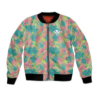 Seamless Hawaiian Quilt Pattern Bomber Jacket Hawaii Culture Palm Leaf Tropical - Polynesian Pride