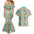 Seamless Hawaiian Quilt Pattern Couples Matching Mermaid Dress and Hawaiian Shirt Hawaii Culture Palm Leaf Tropical - Polynesian Pride